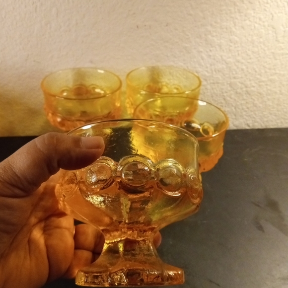 SIGNED RARE Fire & Light CITRUS Recycled Glass 6oz Desert Cups Set of 4 - Picture 3 of 6